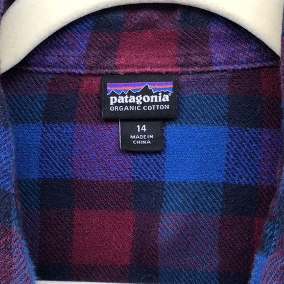 Patagonia W’s Size 14 J Ford Flannel Button Down Shirt Blue Red Maroon Paint - Picture 2 of 7